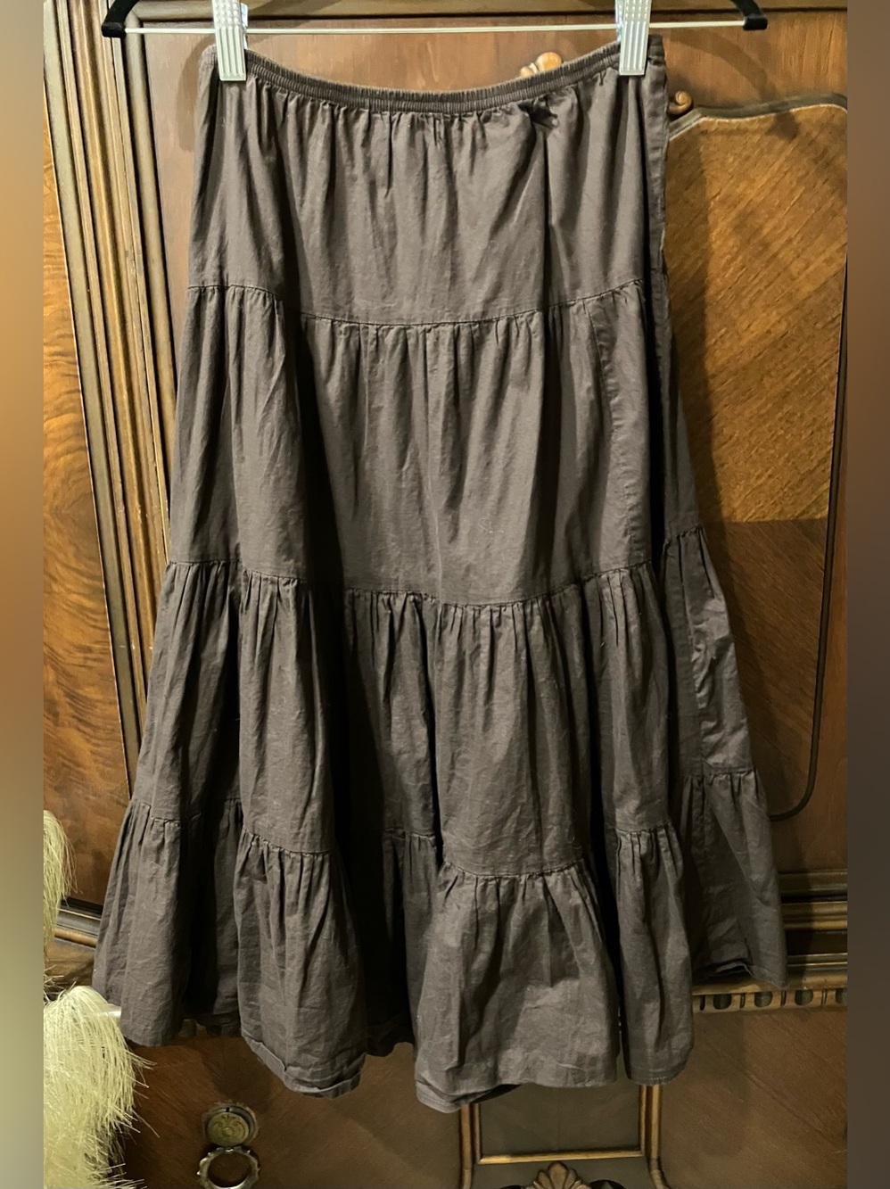 100% COTTON 2006 SEDUCTIONS CHOCOLATE EXPRESSO BROWN TIERED SKIRT
